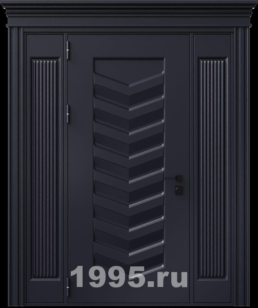 Стальная термодверь с металлофиленкой, вставками по бокам, карнизом и порошковым покрытием RAL 7016 (тип №3) Стальная термодверь с металлофиленкой, вставками по бокам, карнизом и порошковым покрытием RAL 7016 (тип №3)