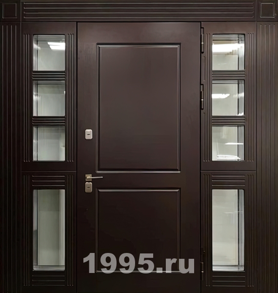 Дверь с терморазрывом с фрезерованным МДФ № 14 Дверь с терморазрывом с фрезерованным МДФ № 14